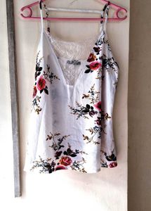 Shein White Strappy Top With Lace