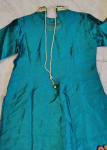 Teal Real Mirror Work Kurta