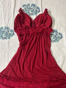‧₊ᵎᵎ🍒✮ Red Nightgown with Lace Detail