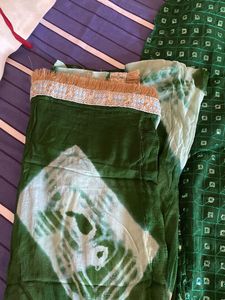 Bottle Green Lahenga With Tie Dye Dupatta
