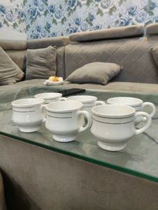 Set of 6 Vintage Striped Coffee Cups