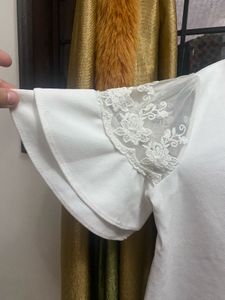 White Lace Sleeve Top