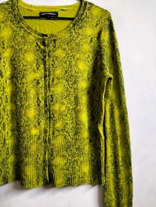 Green Animal Print Cardigan