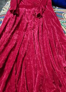 Red And Royal Blue Velvet Gown