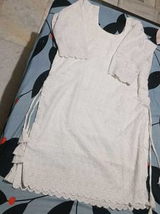 Chikenkari Kurta With Blue Plazzo Set