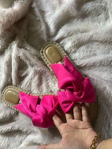 H&amp;M Pink Bow Espadrilles Tie Flats