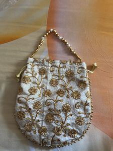 Embroidered Golden Potli
