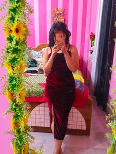 Burgundy Velvet Midi Dress
