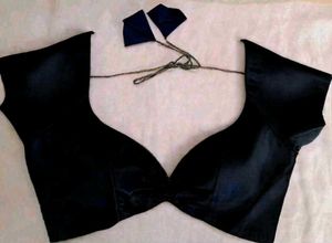Satin Non Padded Backless 1 Hook Deep Neck Blouse