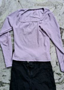 Lilac Ribbed Long Sleeve Top