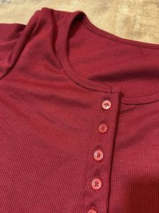 Burgundy Button-Down Top