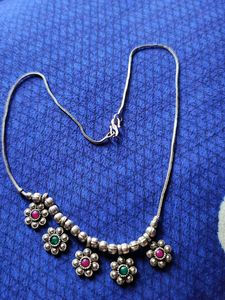 Silver Tone Floral Necklace