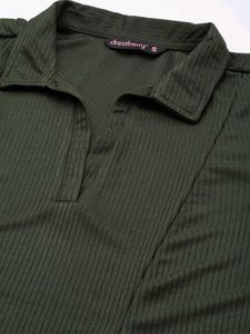 Olive Green Ribbed Dress