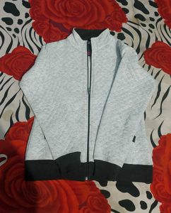 Gray Quilted Zip-Up Jacket