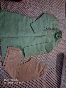 Green Sherwani Style Kurta Set