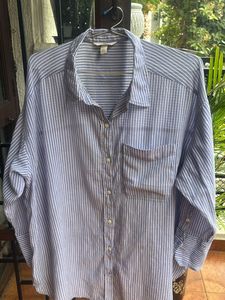 Oversized Striped Button-Down Shirt
