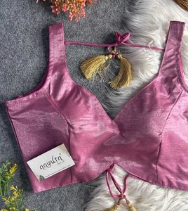 Raw Silk Padded Drawstring Blouse