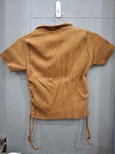 Zara Brown Ribbed Top