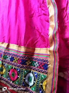 Brand new shocking pink silk embroidered duppatta.