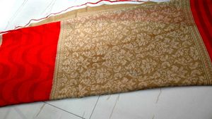 Red and Gold Floral Saree