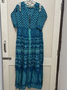 Teal Printed Maxi Dress