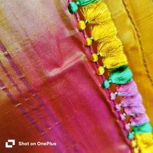 Ethnic Yellow Saree with tassles