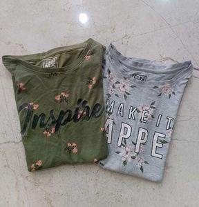 Combo of 2 Floral Print Crew-Neck T-shirt