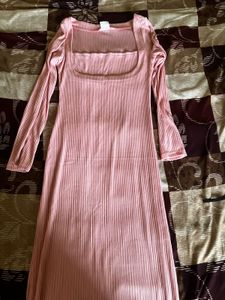 Pink Ribbed bodycon dress