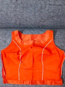 Orange raw silk  choli cut never used Blouse