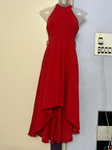 Pintrest Red Halter Hi-Lo Dress