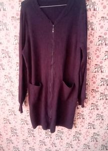 Black Long zipper cardigan