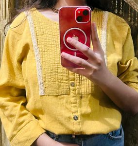 Yellow Lace Trim Top