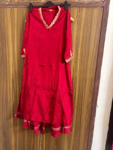 Red Embroidered Kurta Set