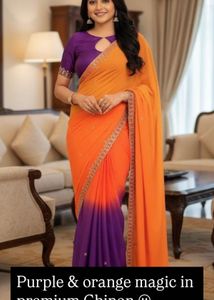 Purple Embroidered Saree