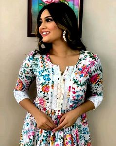 Floral Print Short Dress Kurti