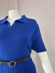 Cobalt Blue Knit Polo Dress