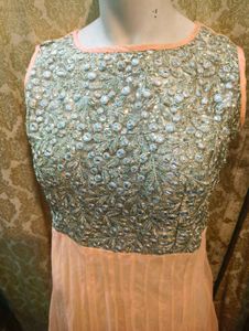 Elegant Peach &amp; Silver Gown