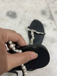 Zara Pearl Embellished Sandals