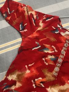 Red Printed Kurta