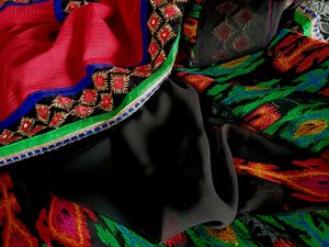 Elegant Black And Red Saree