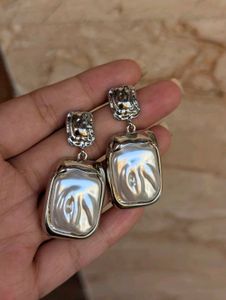 Silver Pearl Shaped Earrings