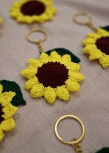 Crochet Sunflower Keychain 🌻