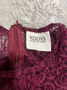 Elegant Burgundy Lace Dress- Size L