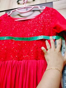 Red Updown Pattern Gown