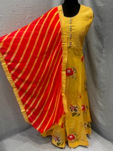 Yellow Ethnic Gowns Sets Xxl Size