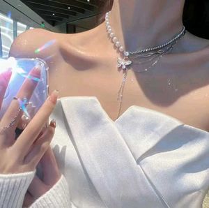 Butterfly Pearl Chain Necklace