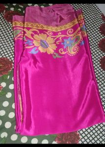 crape Pink &amp; Floral Saree