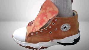 Red Canvas Platform High-Top Sneakers