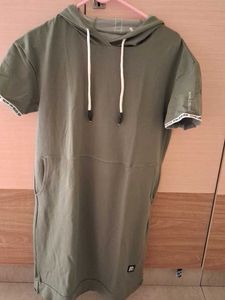 Olive Green Hoodie Mini Dress