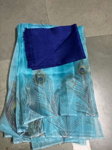 peacock pankh  beautiful organza sareee😍😍😍